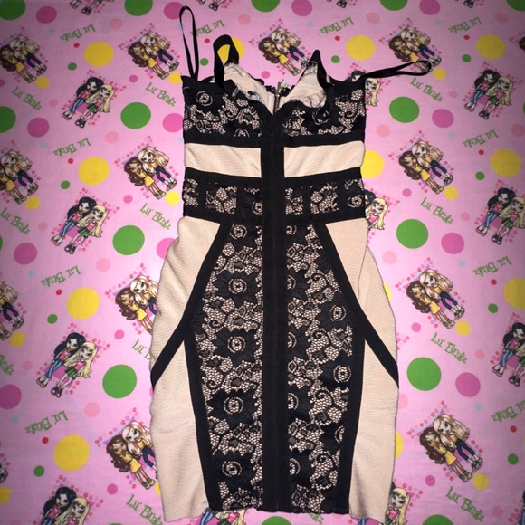 bebe bandage dress lace and beige - Picture 7 of 12